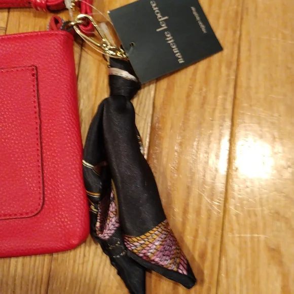 - - Nanette Lepore wild berry faux leather scarf and medallion crossbody - Picture 3 of 8